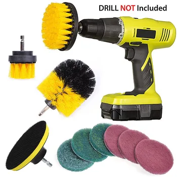 

10Pcs/kit Scrub Drill Brush Multi Function Tile Grout Power Scrubber Clean Tool