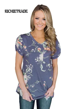 

RICHIETRADE Casual Women Jacket Short Sleeve V Neck Colourful Pullover Printed With Pocket