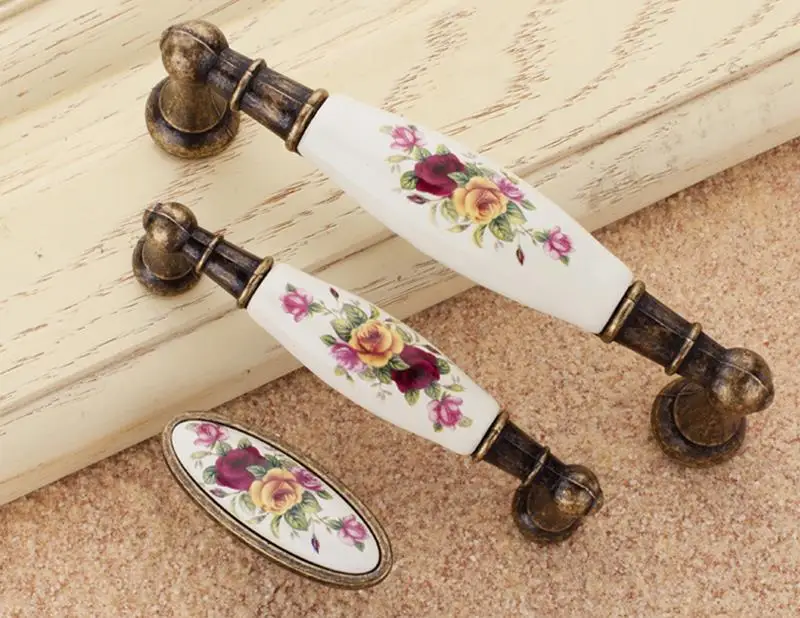 5 шт ручки для антикварной мебели выдвижные керамические дверные ручки китайские винтажные цветочные ручки и ручки для шкафа