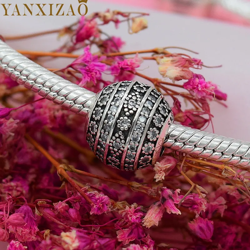 

Yanxizao Fashion 925 Silver European CZ Charm Beads Fit Pandora Style Bracelet Pendant Necklace DIY Jewelry Originals Bracelet