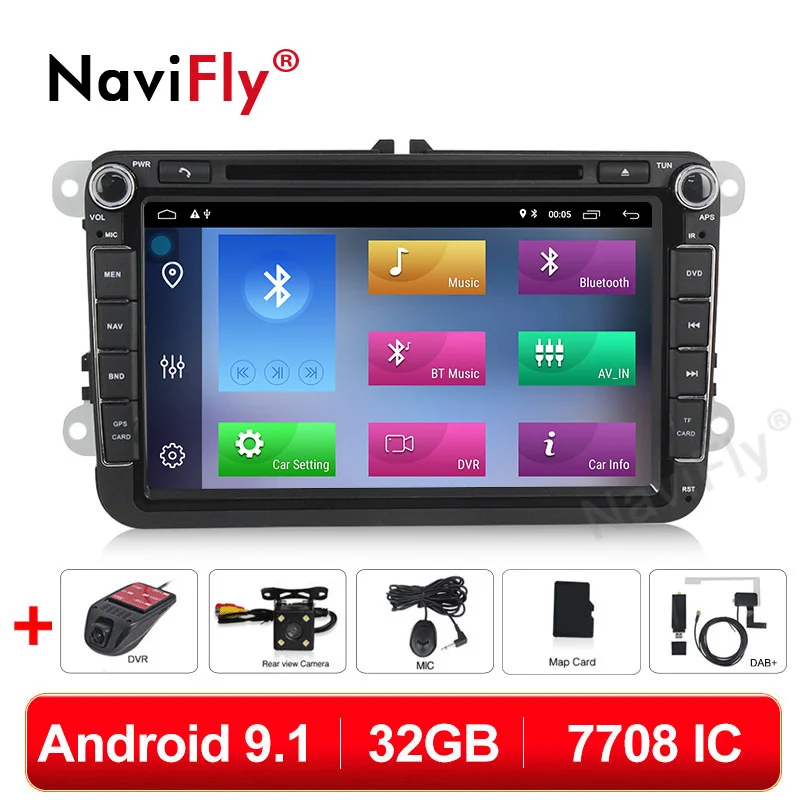 

2GB+32GB 8" Android 9.1 Car radio GPS Navigation for Skoda Octavia VW golf 5 6 touran passat B5 B6 7708 IC Radio FM RDS WIFI
