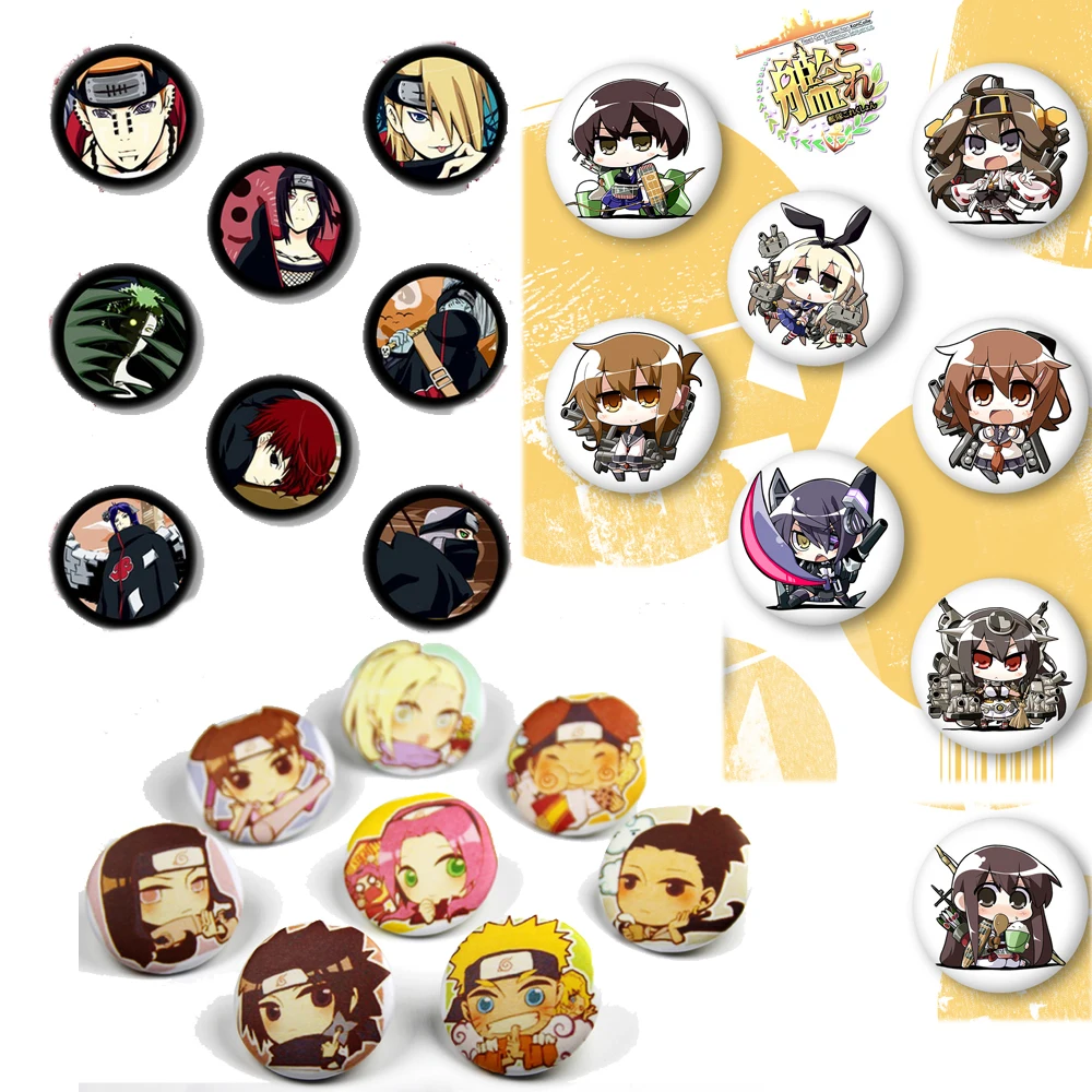 

Naruto Cosplay Akatsuki Badges Games Collection Kantai Cartoon Brooch Pin Collections Cute Badge for Clothes Backpack Decoration