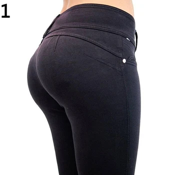

Women's Sexy Casual Solid Color High Waist Elastic Skinny Pencil Cigarette Pants