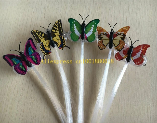 

100pcs/lot Free Shipping Butterfly style Luminous Light Up LED Hair Flash Braid Hair Glow Decoration Event Party Supplies