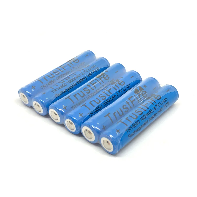 

8pcs/lot TrustFire TR14650 14650 3.7V 1600mAh Rechargeable Lithium Battery with Protected PCB Power Source for LED Flashlight