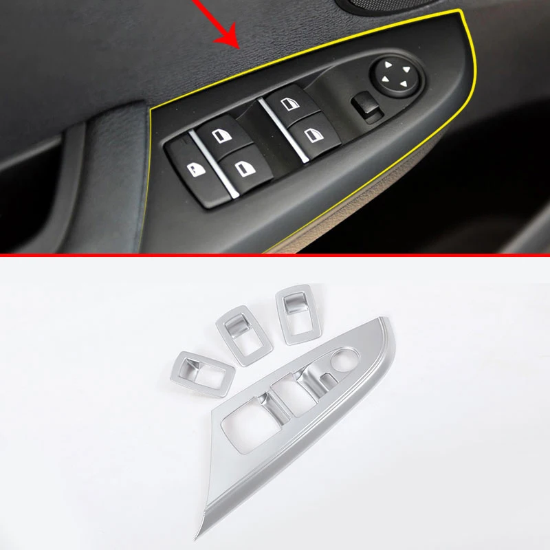 

For BMW X3 X4 F25 F26 2012-2017 Car-styling ABS Matte Chrome Window Button Switch Decor Armrest Panel Refit Stickers Set of 4pcs