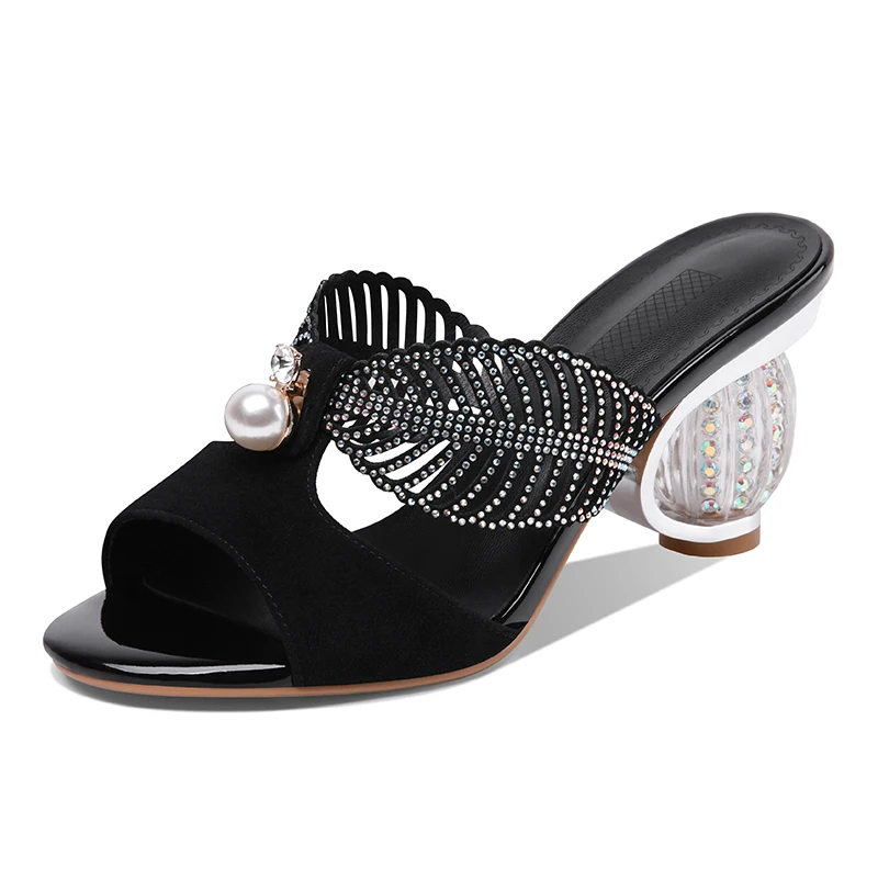 

Summer Sandals For Women Slip-on Genuine Leather Women Sandals High Heel High Quality Ladies Sandals
