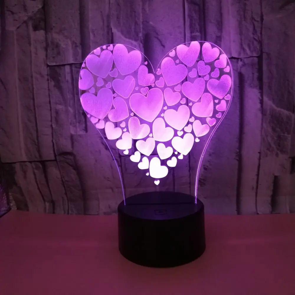 New Valentine's Day Gifts Love 3D Night Light USB Power Colorful Touch