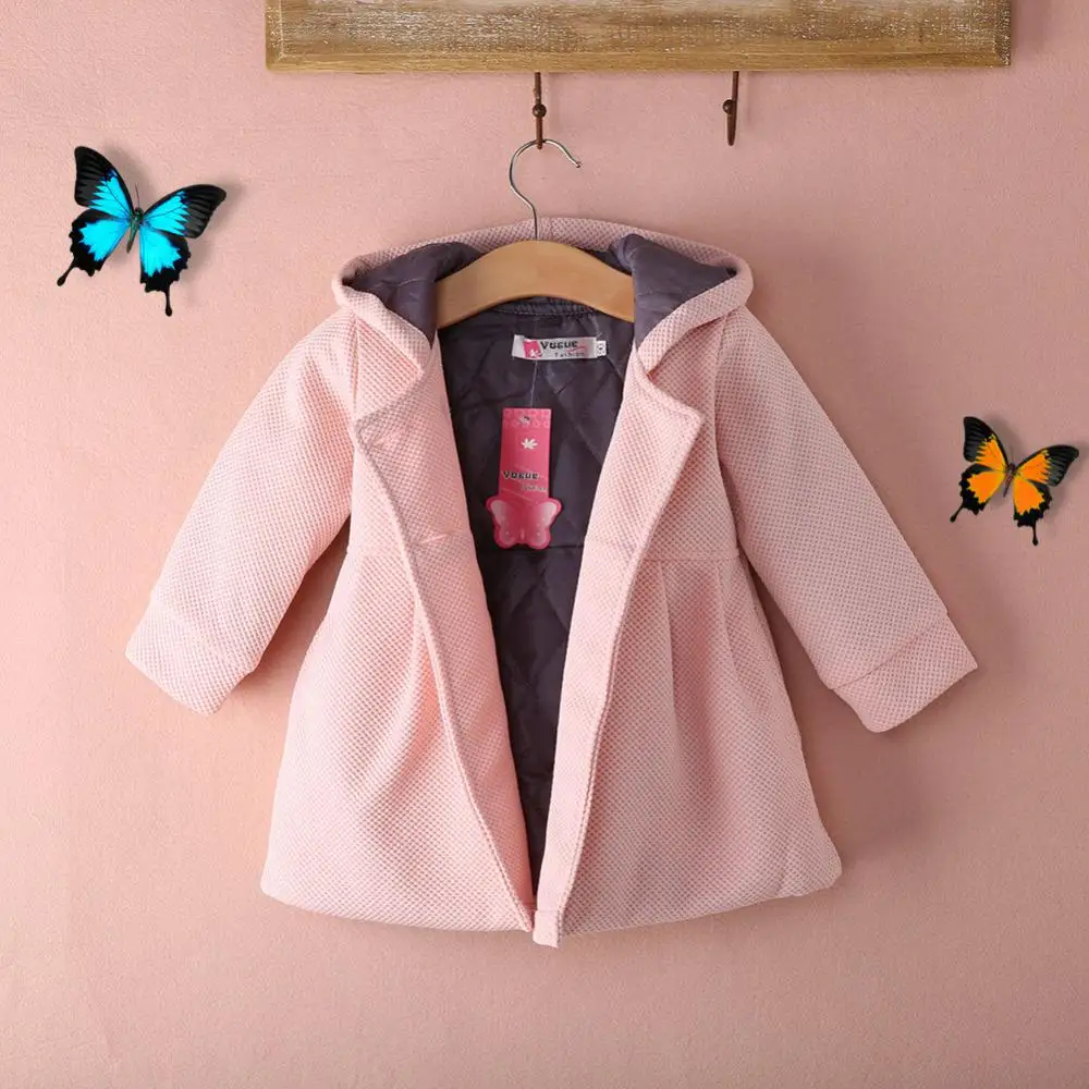 Пальто для маленьких девочек г. Новые зимние детские куртки с капюшоном для девочек, хлопковая верхняя одежда для малышей, пальто для девочек Милая одежда для детей hsp081 - Цвет: Розовый