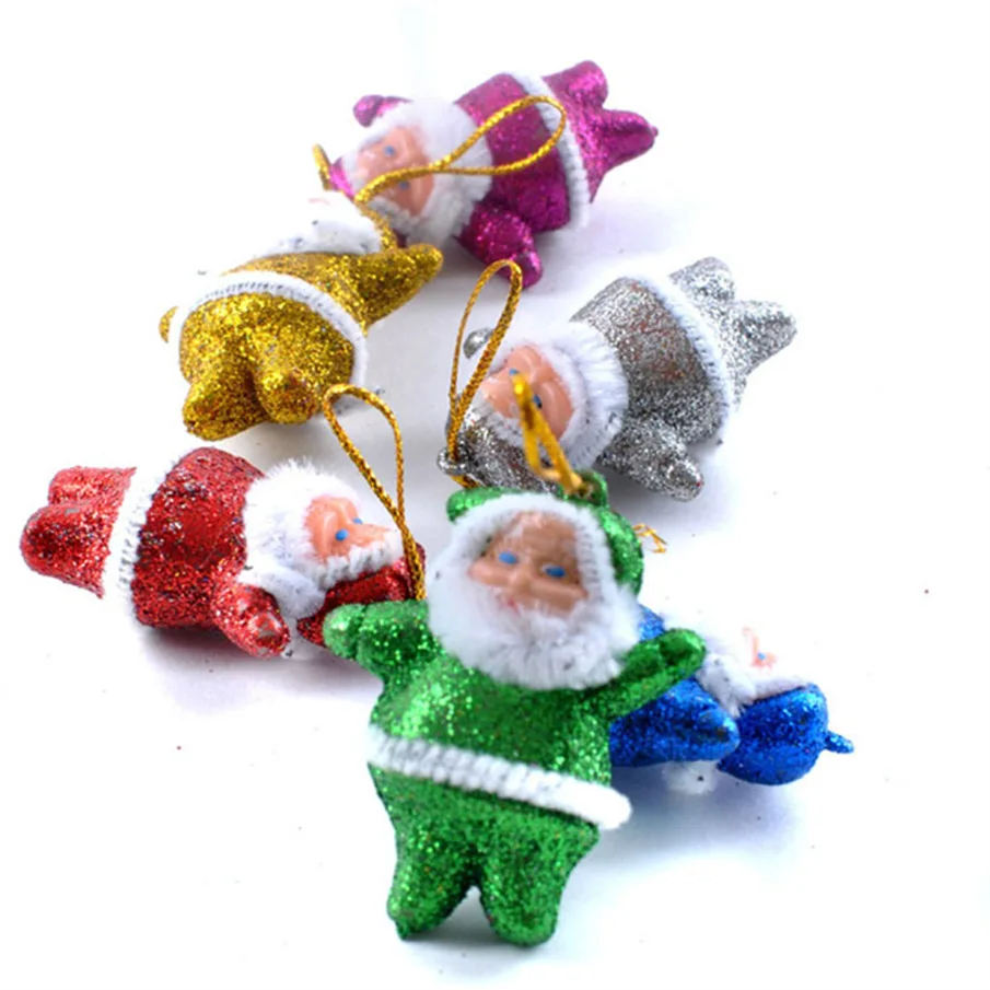 

6PCS Colorful Merry Chrismas Tree Decorations Santa Claus Pendant Christmas Ornaments Xmas Gifts Tree Hanging Navidad Decoration
