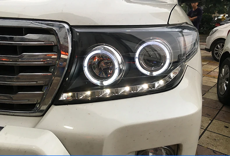 Светодиодный головной фонарь Angel Eye для Toyota Land Cruiser LC200 FJ200 фары 2008- фары дальнего света парковочные противотуманные фары