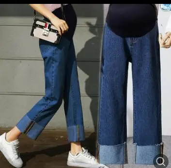 9/10 Length Loose Maternity Jeans 2019 Spring New Straight Crimping Pregnancy Loose Pants Trousers for Pregnant Women SH-S274