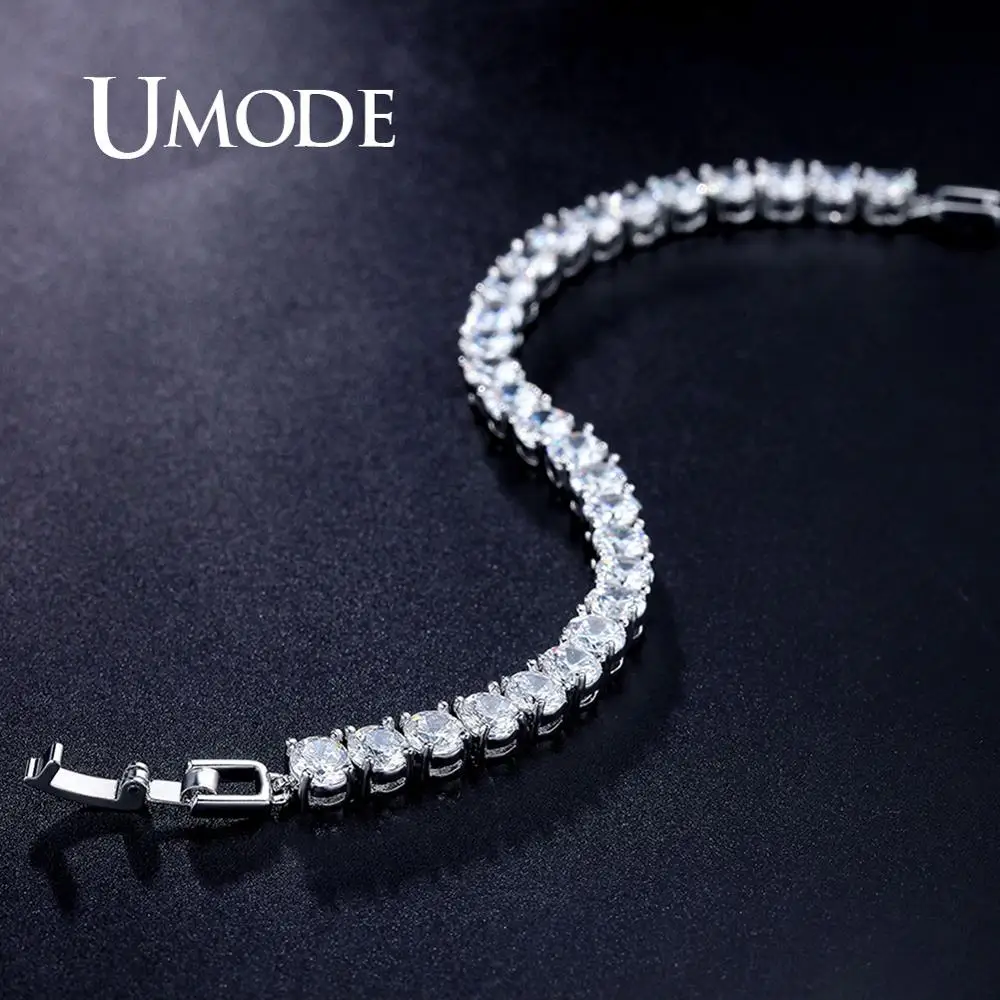 UMODE 0.5ct круглые прозрачные теннисные браслеты с кубическим цирконием для женщин и мужчин, Свадебные Роскошные ювелирные аксессуары для пар UB0021