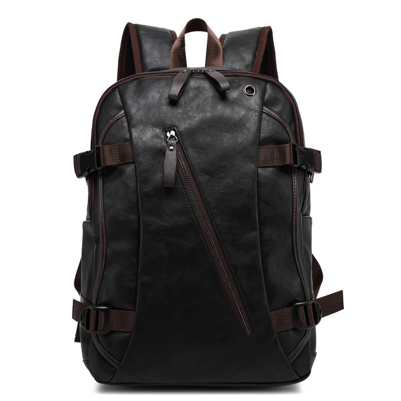 

men casual brown black backpacks students school bag pack leather pu laptop bags sac a dos mochila escolar zaino
