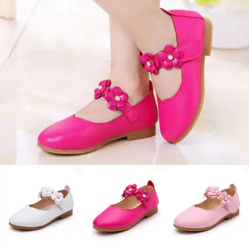 

2018 Stylish Toddler Kids Girl Princess Flower Wedding Party Dance Leather Shoes Walking Shoes