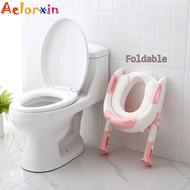  Baby Toilet Ladder Baby Child Potty Toilet Trainer Seat Step Stool Ladder Adjustable Training Chair