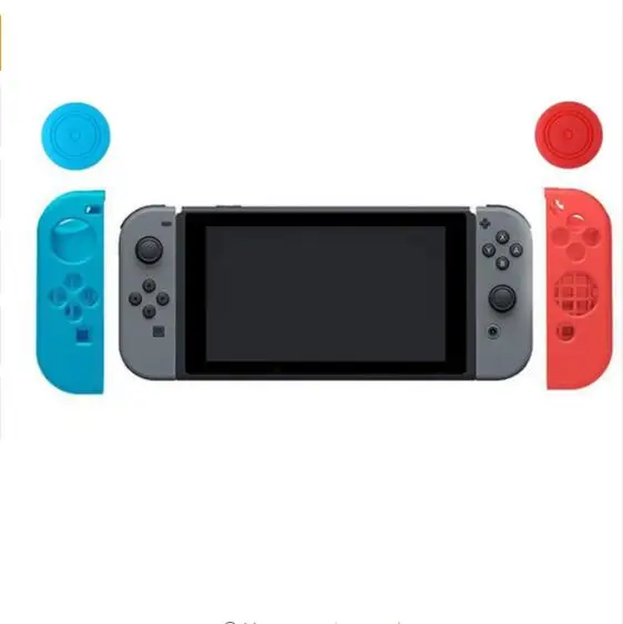 Силиконовый защитный чехол JoyCon для геймпада+ накладки для джойстика, колпачки для джойстика, крышка для контроллера Mario NAND Switch NS Joy-Con - Цвет: Left blue Right red