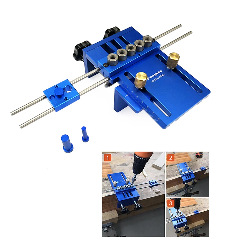 

08400 Log Tenon Hole Punch Combo Triple Punch Locator Woodworking Hole Saw Carpenter Kit Hole Opener Wood Working DIY Tools