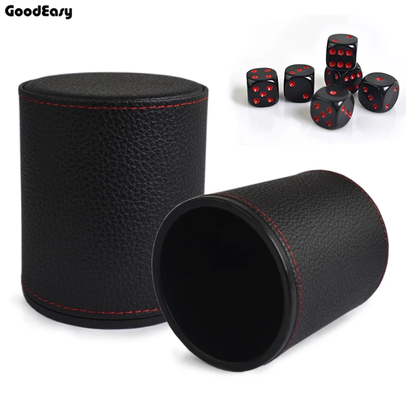 Hot VSOP Leather+Plastic Dice Cup Set with 6pcs Acrylic dices