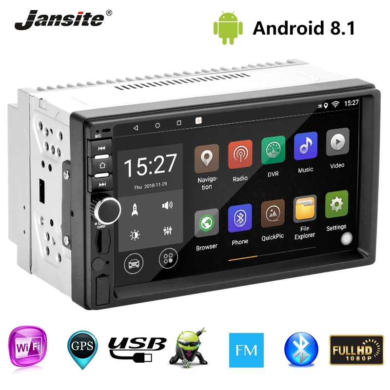 Jansite 7 &quotУниверсальный 2 Din автомобильный радиоприемник Android 8 1 плеер DVD 1080 P