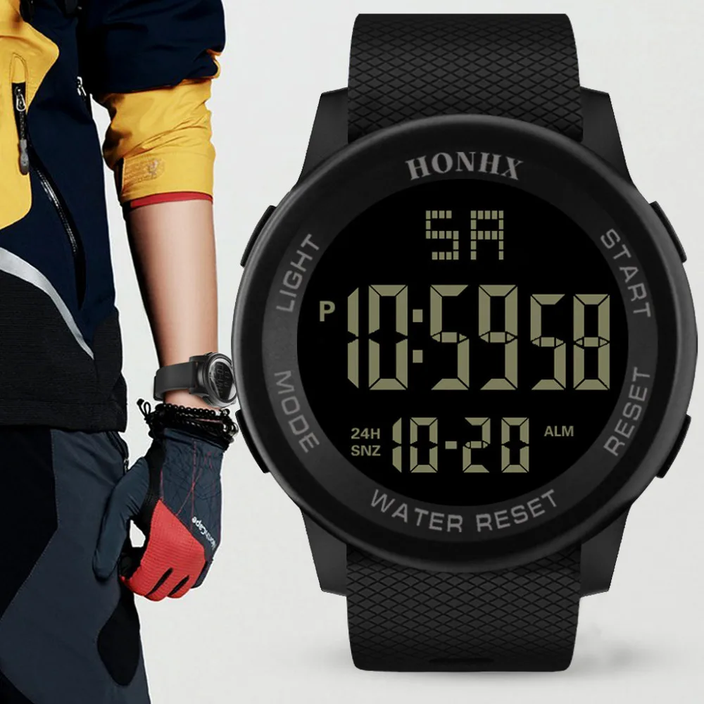 Модные часы honhx Mens, водонепроницаемые, мужские, военные, аналоговые, цифровые, военные, с датой, резиновые, спортивные, светодиодный, наручные часы, Relogio, часы, reloj