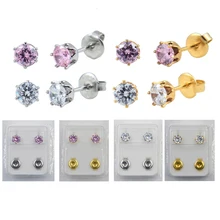 Пара 20 г Хирургическая сталь зубец Установка кубический циркон уха трагус спиральный для хряща серьги гвоздики Золото анодированный ювелирные изделия для тела