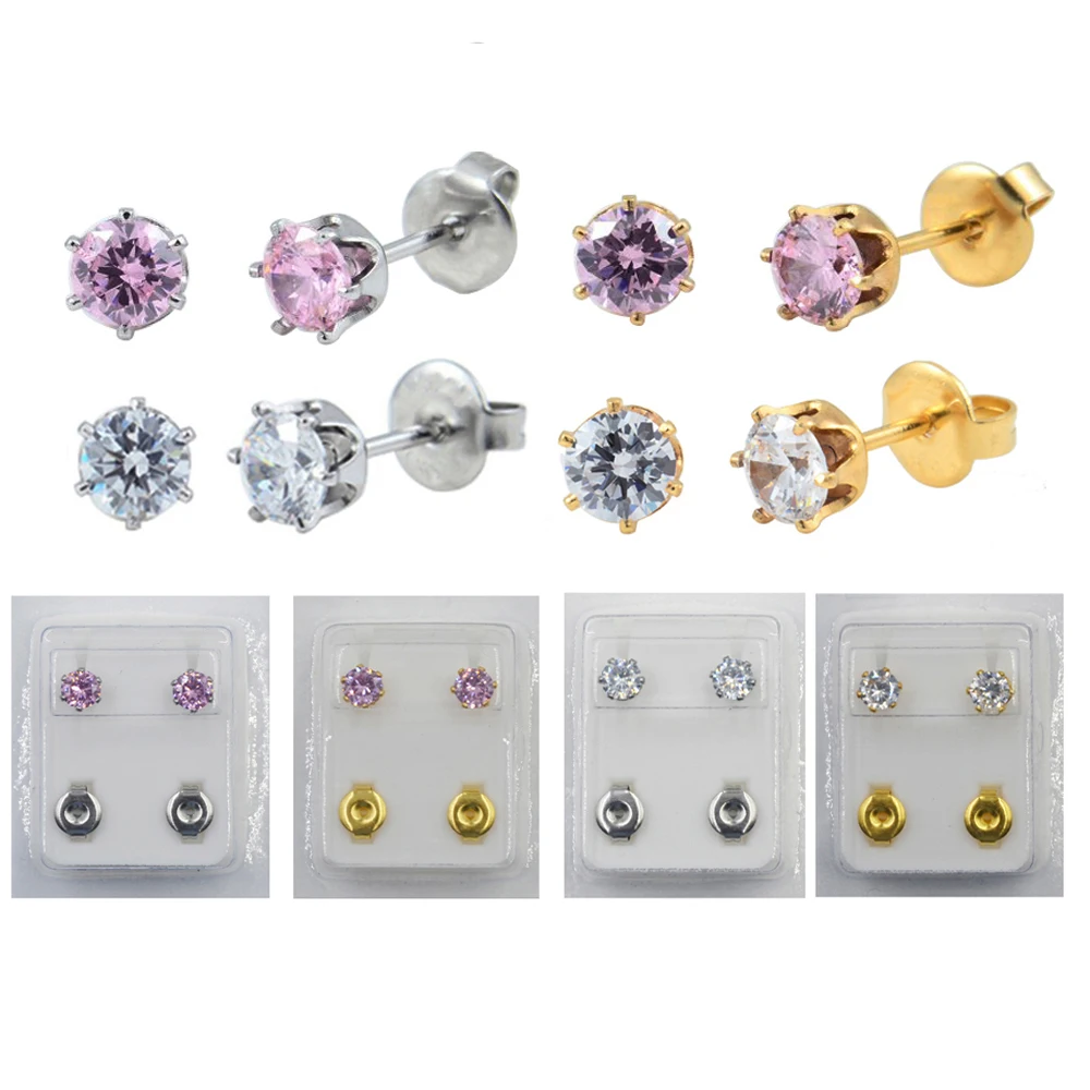 

PAIR 20g Surgical Steel Prong Setting Cubic Zircon Ear Tragus Helix Cartilage Stud Piercing Earrings Gold Anodized Body Jewelry