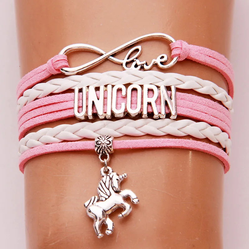 Прямая, бесконечность, любовь, браслеты с изображением единорога и браслеты, единорог, лошадь, очаровательный кожаный браслет, рождественские украшения, подарок на день рождения