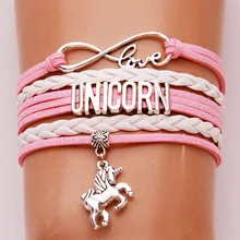 Прямая, бесконечность, любовь, браслеты с изображением единорога и браслеты, единорог, лошадь, очаровательный кожаный браслет, рождественские украшения, подарок на день рождения