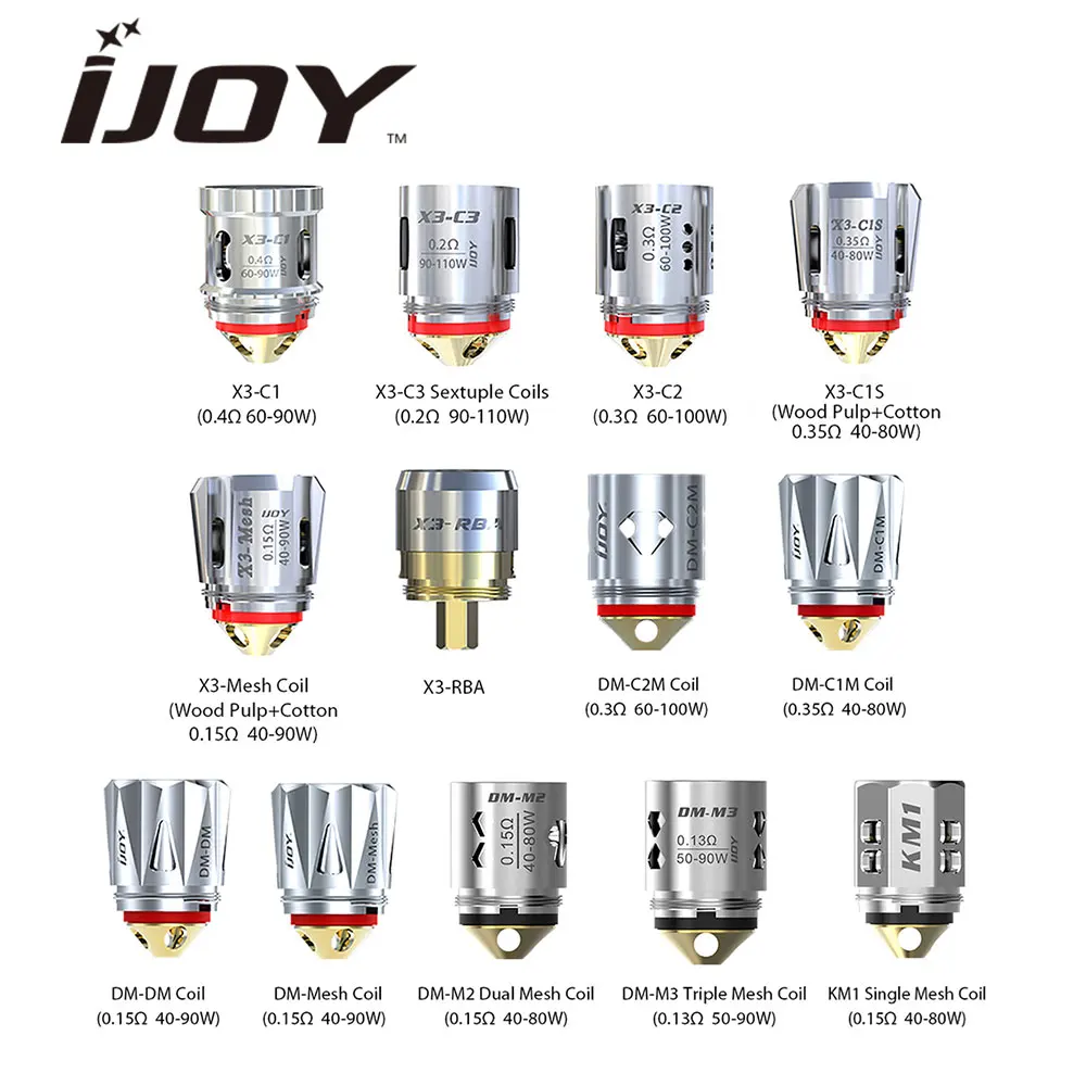3 шт./лот Оригинал IJOY сменная катушка 0.15ohm KM1/0.13ohm DM M3/0.15ohm M2 подходит Ijoy Катана Subohm