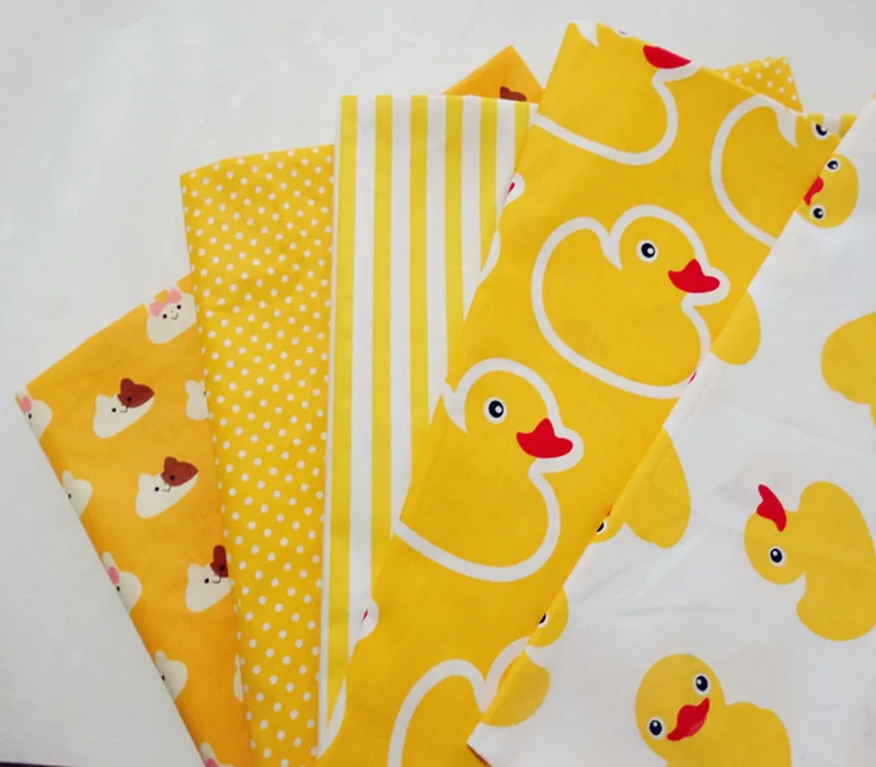 

half meter 100% cotton twill fabric for bedding children cloth handmade DIY yellow duck round dot stripe print for you CR-A267