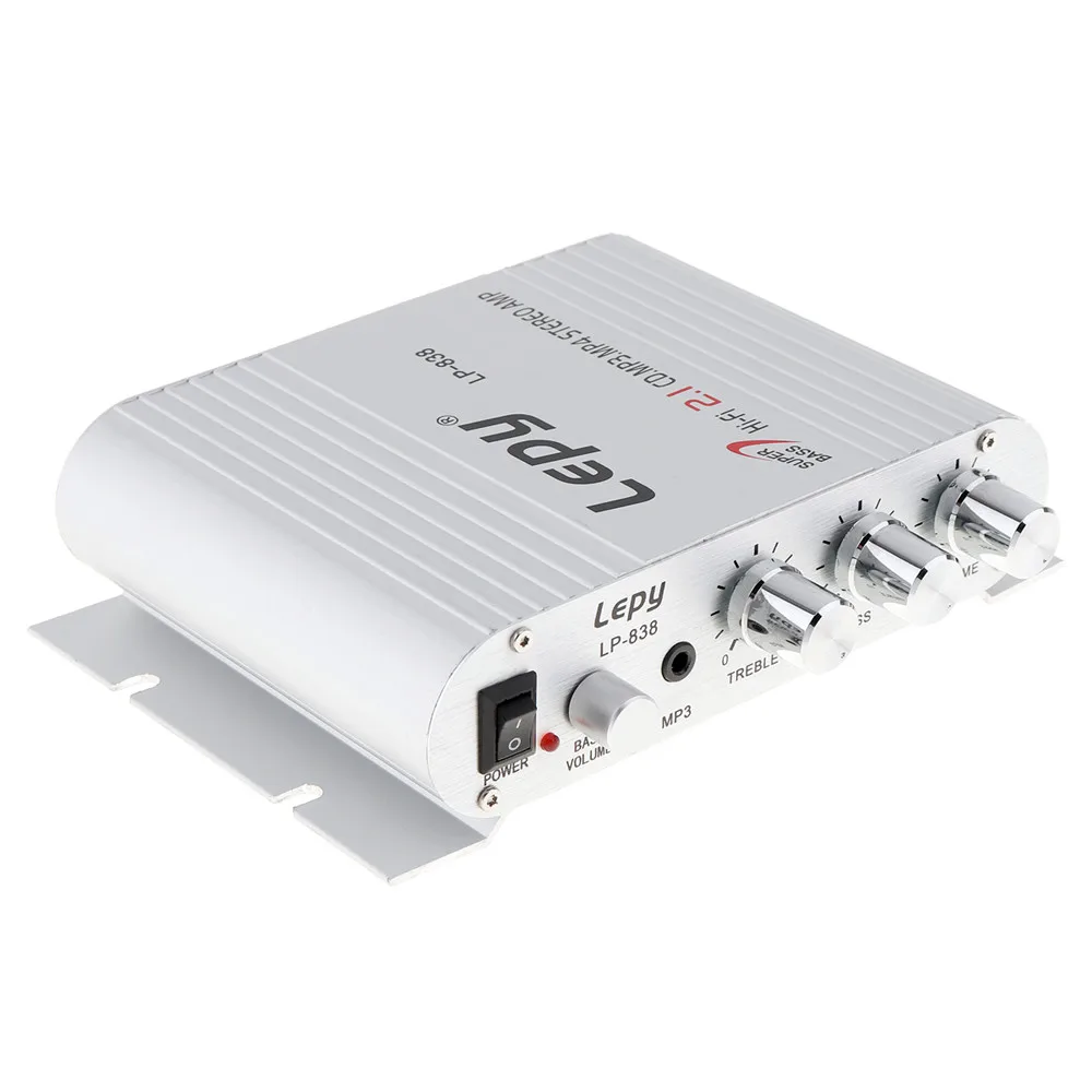 LEPY 12V Hi-Fi Digital Stereo Audio Amplifier 3 Channels Booster Radio MP3 Player Audio Auto Sound Amplifier for Car Motorcycle