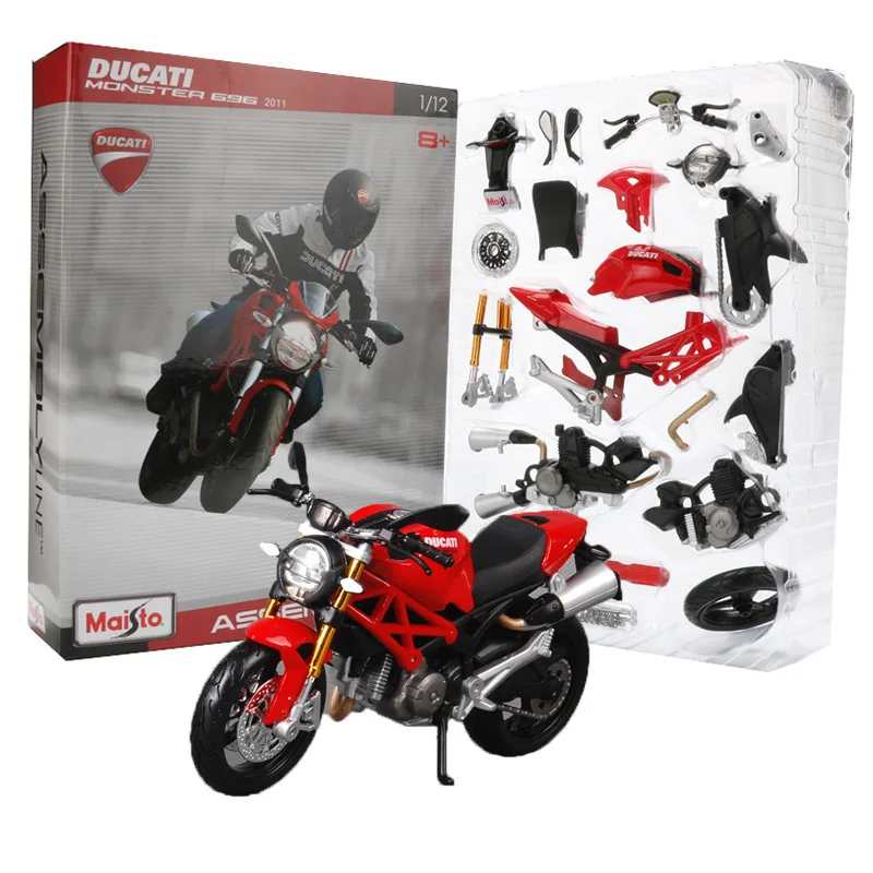 

Maisto 1:12 DIY Assembly Motorcycle Toy Alloy Monster 696 Motorbike Model Building Kits Toys For Children