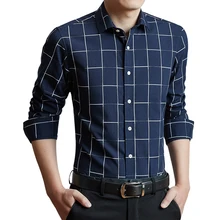 Мужская рубашка зимняя клетчатая хлопковая рубашка мужские рубашки высокого качества с длинным рукавом Тонкая модная деловая Повседневная рубашка большого размера Топ S-5XL