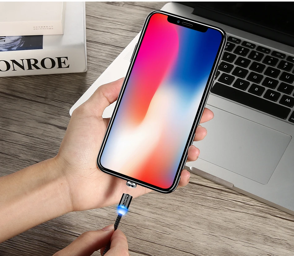 FLOVEME 3 в 1 Магнитный кабель для iPhone 8 X Micro usb type C кабель 2A Быстрая зарядка 1 м магнитные телефонные кабели для samsung USB-C