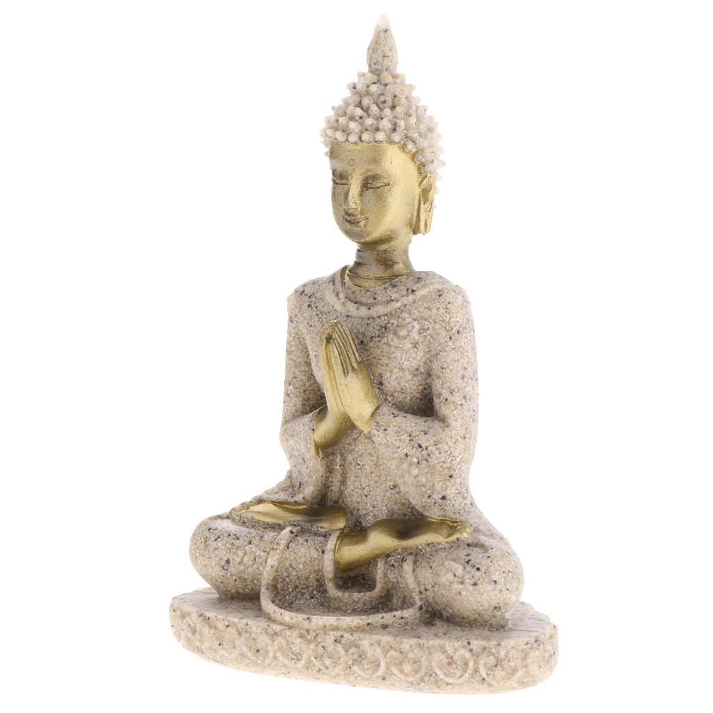 The Hue Sandstone Meditation Buddha Statue Sculpture Hand Carved Figurine Decoration Crafts Figurines Miniatures