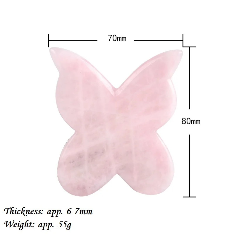 Бабочка нефритовый массажер для лица Gua Sha инструмент натуральный розовый кварц скребок для иглоукалывания лица спины массаж головы забота о здоровье