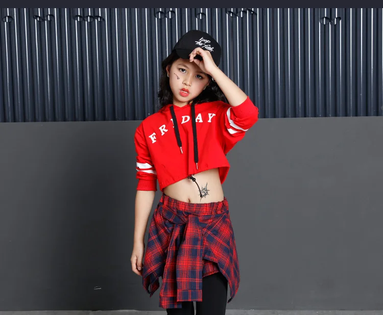 Long Sleeve Autumn Spring Black Girls Hip Hop Dance Costumes Kids Jazz Clothes Children Stage Ballroom Competition Dance Wear (8)