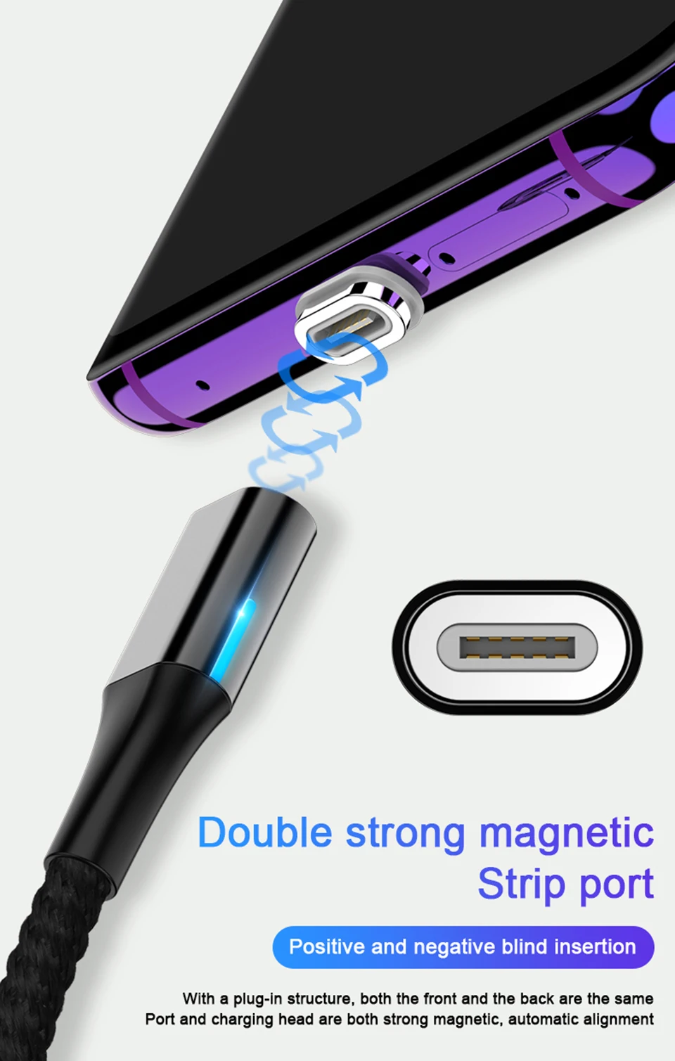 Магнитный кабель Micro usb type C 5A супер быстрый зарядный кабель для huawei P30 mate 20 30 Honor 20 pro Магнитный светодиодный кабель для зарядки