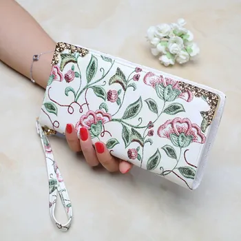 

Women's PU Leather Floral Print Long Wallets Ladies Tassel Multifunctional Card Holder Clutch 2019 Female Simple Fashion Handbag