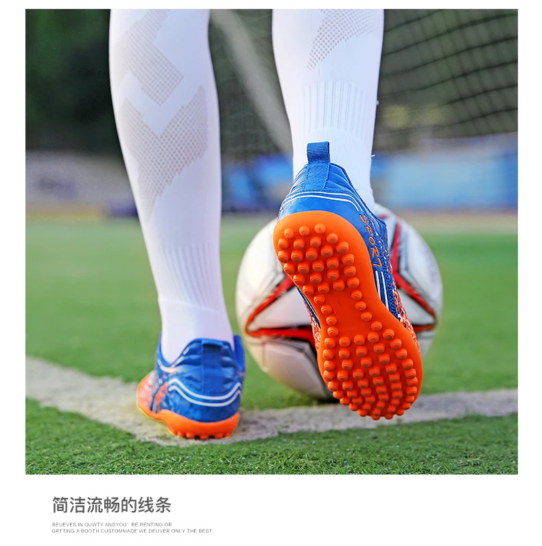 Обувь для футбола для Для мужчин детей размеры 31–41 Tf футбольные бутсы оранжевый синий розовый футбольные бутсы Оригинал Узелок Indoor Футбол