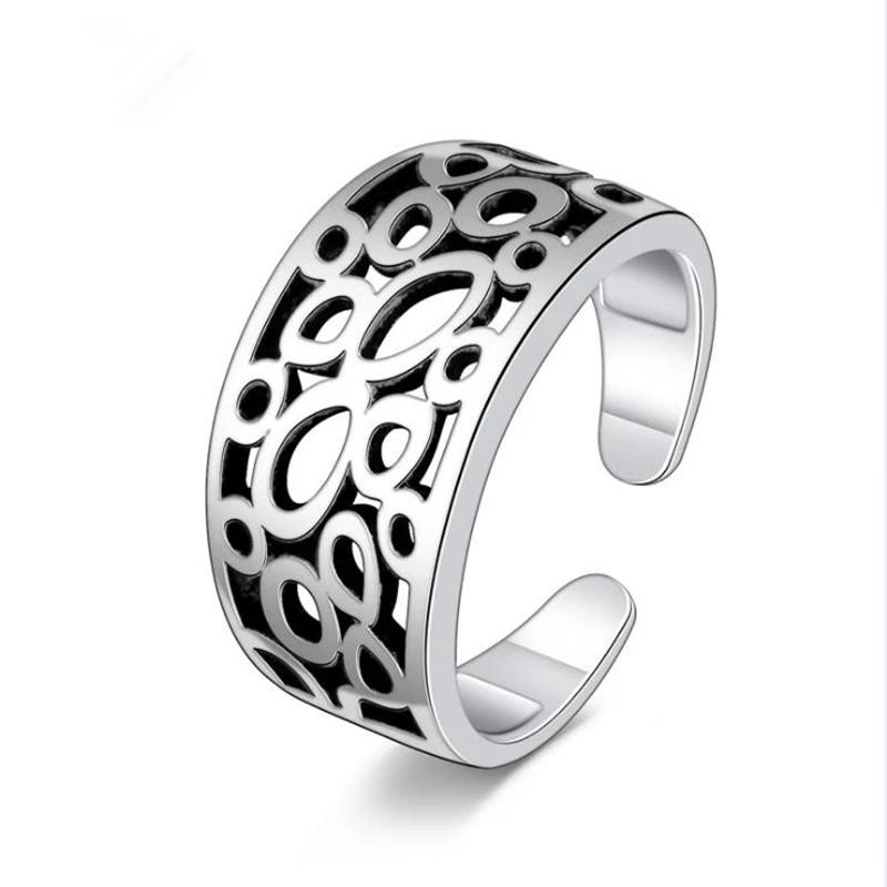 

KOFSAC New Vintage Thai 925 Sterling Silver Ring Hollow-Carved Design Rings For Women Men Party Valentine's Day Gift Jewelry