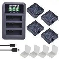 4x 1400mAh Battery For Original Xiaomi Yi II Xiami yi 4k Yi Lite Batteries+ LED USB 3slots Charger for Xiaoyi Action Camera