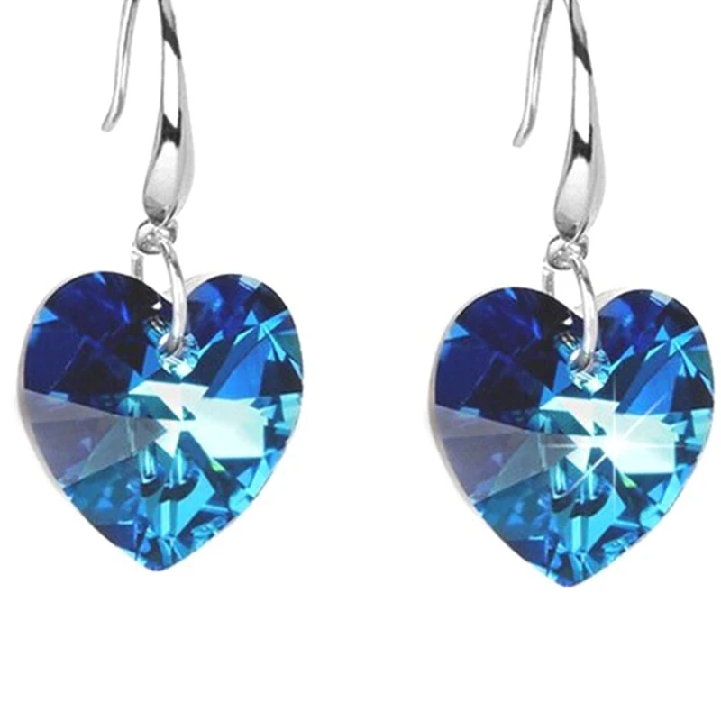 

1 Pair New Cute Love Crystal Stud Earrings Heart Shaped Earrings Best Gift For Girl