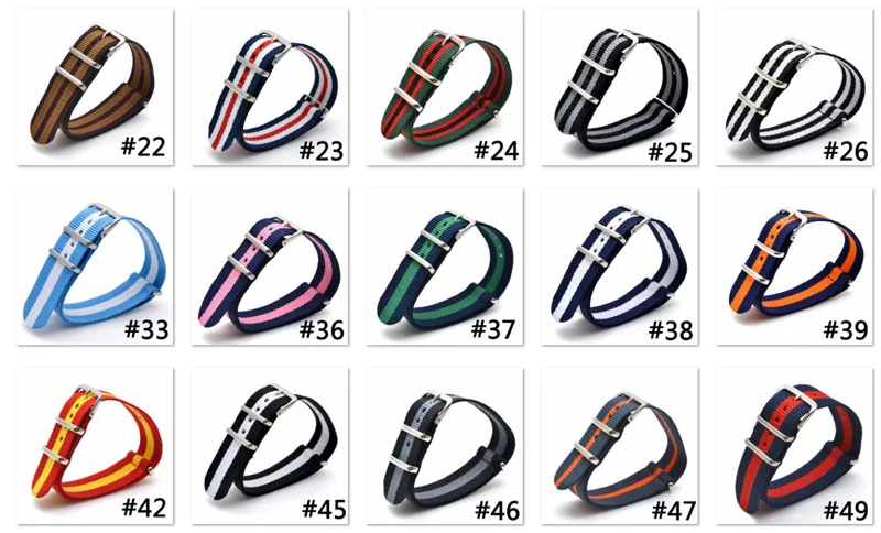 1PCS Watch Band Luxury Nylon Fabric 22mm Alloy Buckle Watch Accessories Colorful Stripe Watchbands Sport Band