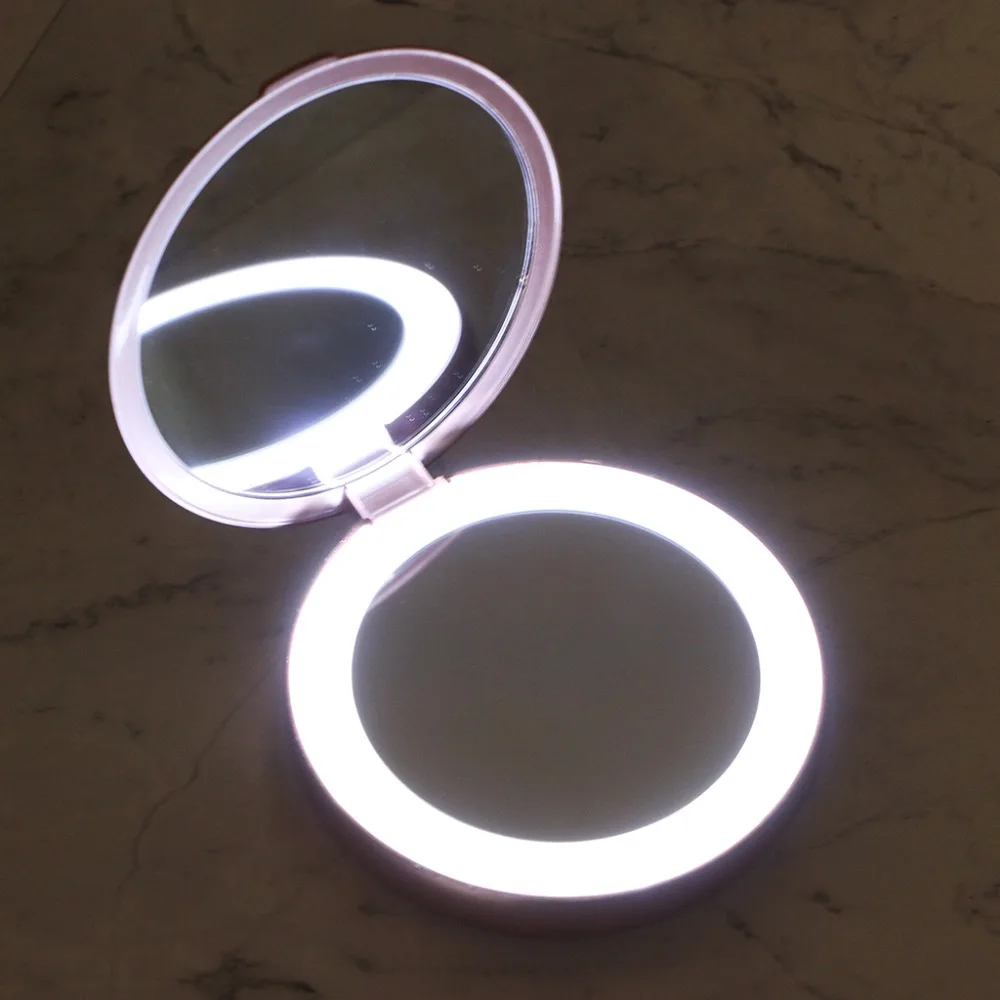 1Set Portable Makeup Mirror 3000mAh Portable LED Light Cosmetic Mirror