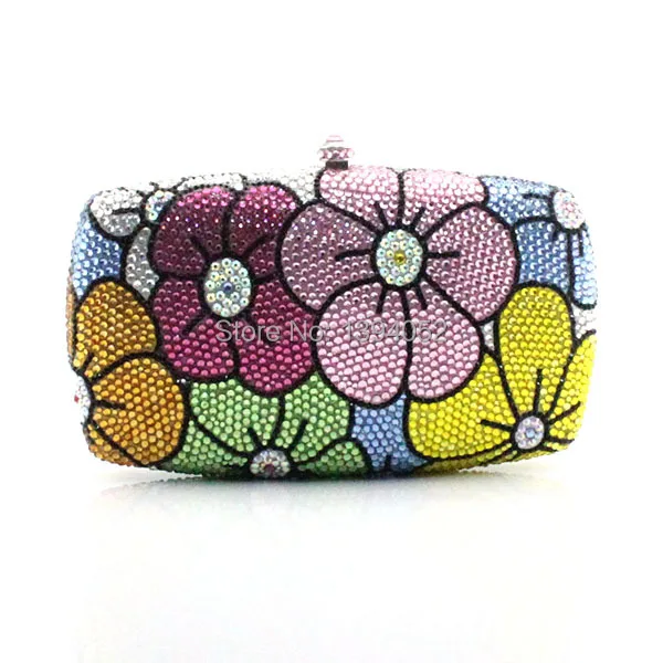 

Ladies wedding bags crystal and rhinestone evening bags flower pattern bag