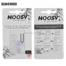 SZAICHGSI 4 в 1 Noosy Nano Micro Sim карта адаптер для извлечения Pin для iPhone 7 6 6s plus 5 5S 4 4s 2000 комплектов