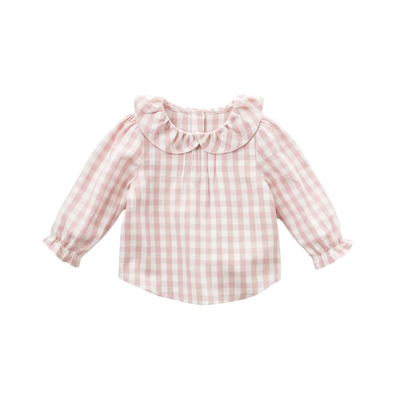 DB11649-1 dave bella/милые осенние рубашки в клетку для маленьких девочек; топы из хлопка для малышей; детская одежда высокого качества - Цвет: pink