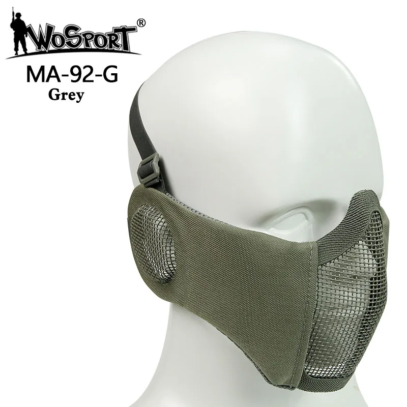 1000D нейлоновая тактическая страйкбольная пейнтбольная маска Военная низкоуглеродистая стальная сетка Регулируемая защитная маска для ушей армейская маска для стрельбы - Цвет: grey